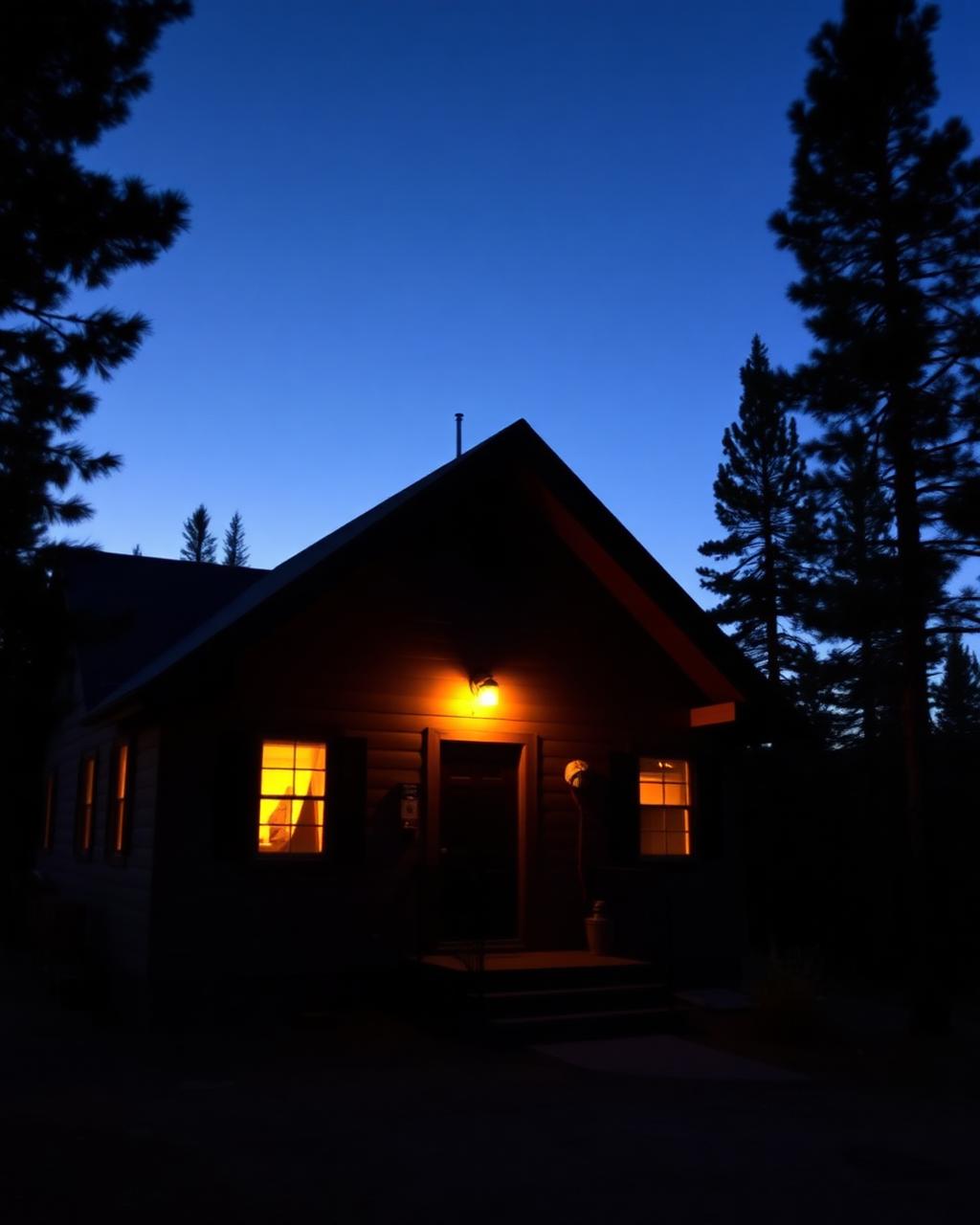Warm cabin kitchen with newly installed pendant lighting